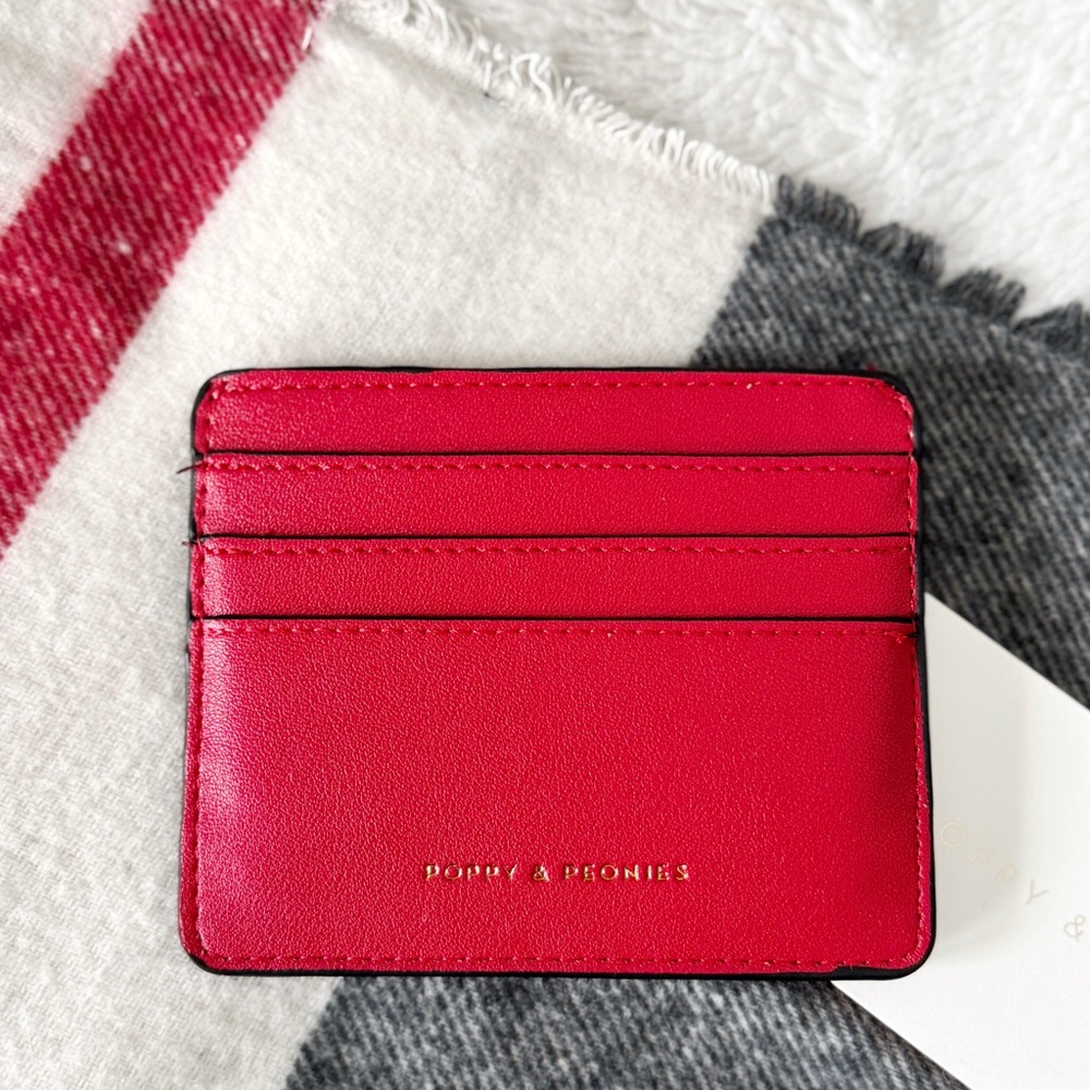 NWT Poppy & Peonies Vibrant Red Card Wallet